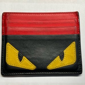 Fendi Monster Eyes Leather Card Holder
